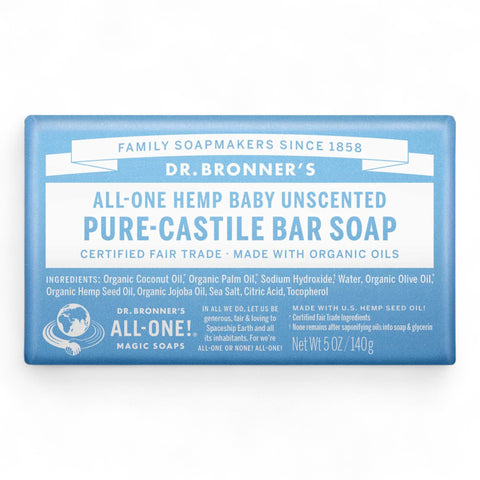 Dr Bronner's Baby Unscented Pure Castile Bar Soap 140g