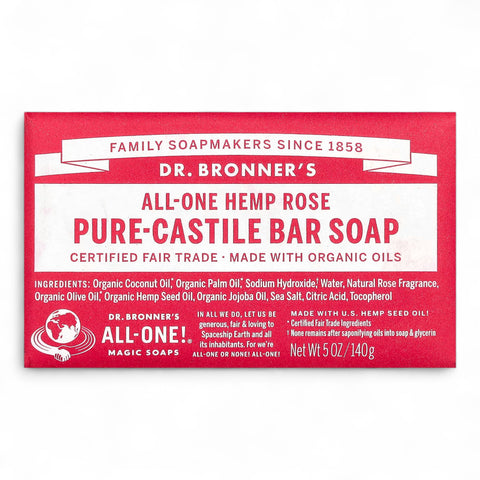 Dr Bronner's Rose Pure Castile Bar Soap 140g