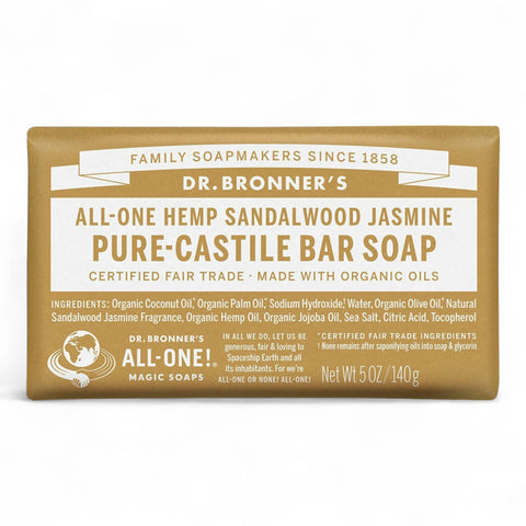 Dr Bronner's Sandalwood Jasmine Pure Castile Bar Soap 140g