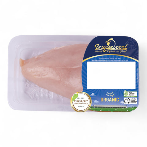Inglewood Farms Free Range Organic Chicken Breast Fillet 500gm
