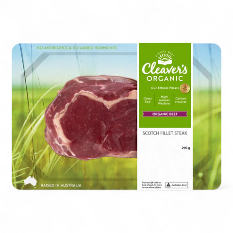 Cleaver's Organic Beef Scotch Steak 290gm