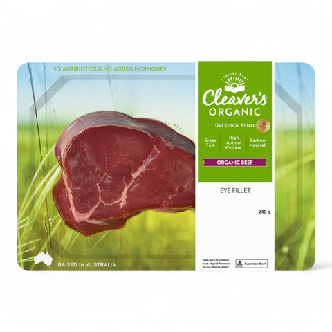 Cleaver's Organic Beef Eye Fillet Steak 240gm