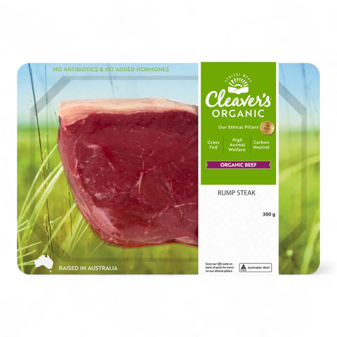 Cleaver's Organic Beef Rump Steak 300gm
