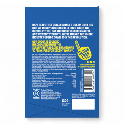 Upup Dark Sea Salt Choc Bar 130g