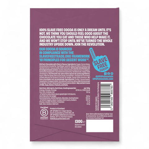 Upup Dark Cherry Choc Bar 130g