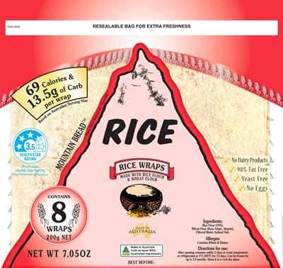 Mountain Bread Rice Wraps (8 Pack) 200g