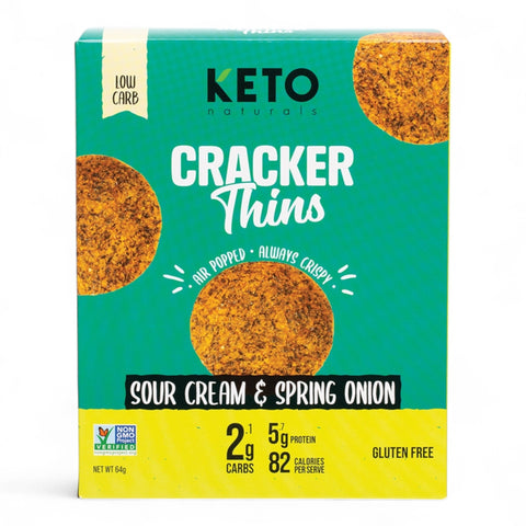 Keto Naturals Cracker Thins Sour Cream & Spring Onion 64g