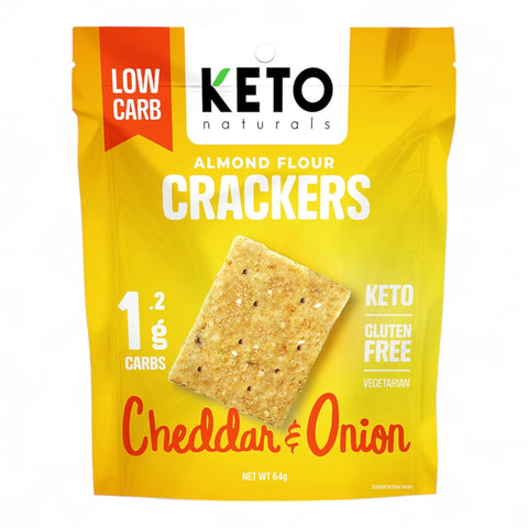 Keto Naturals Almond Flour Crackers Cheddar & Onion 64g