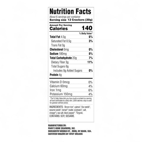 Mary's Gone Crackers Black Pepper 184g
