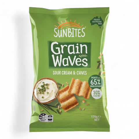 Sunbites Grain Waves Wholegrain Chips Sour Cream & Chives 170g
