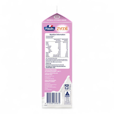 Pauls Zymil Lactose Free Skim Milk 1L