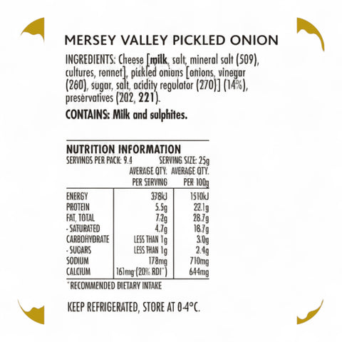 Mersey Valley Pickled Onion Cheddar Cheese 235g