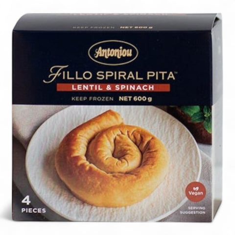 Antoniou Fillo Spiral Pita Lentil & Spinach 600g (4 Pieces)