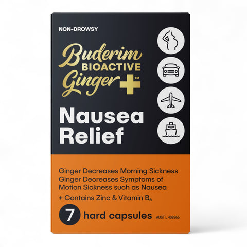 Buderim Bioactive Ginger+ Nausea Relief Capsules 7 Pack