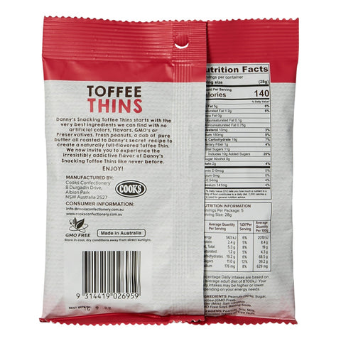 Danny's Peanut And Seas Salt Toffee Thins 140g
