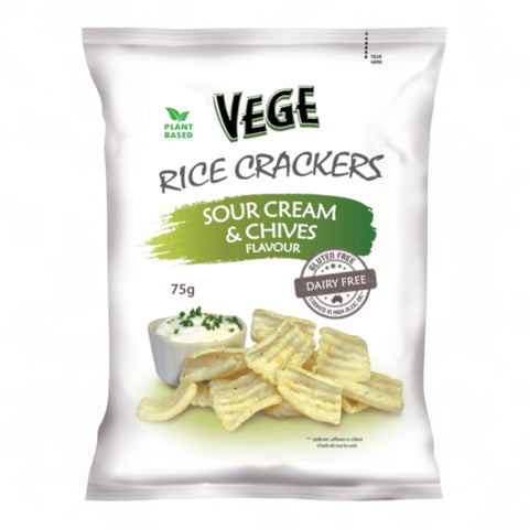 Ajitas Vege Rice Crackers Sour Cream & Chives 75g