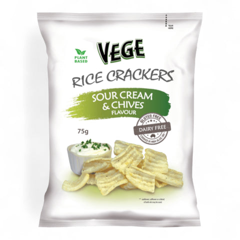 Ajitas Vege Rice Crackers Sour Cream & Chives 75g