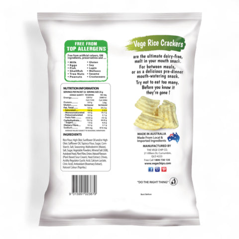 Ajitas Vege Rice Crackers Sour Cream & Chives 75g