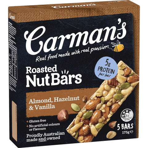 Carman's Roasted Nut Bar, Almond, Hazelnut & Vanilla 175g (5 Pack)