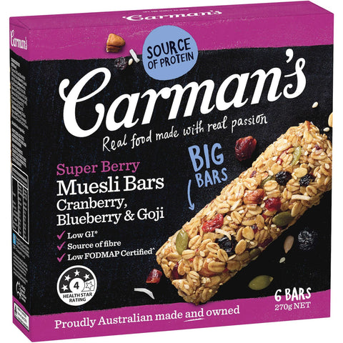Carman's Super Berry Muesli Bars 270g (6 Pack)