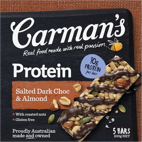 Carman's Salted Dark Choc Almond Gourmet Protein Bars (5 Pack)