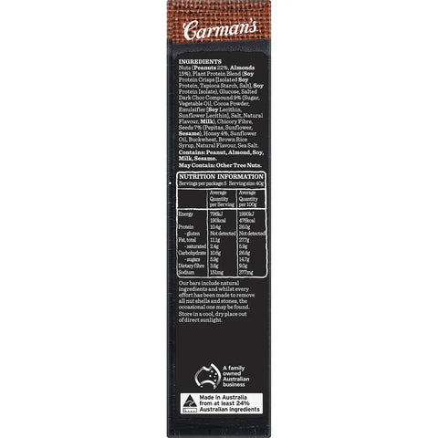 Carman's Salted Dark Choc Almond Gourmet Protein Bars (5 Pack)