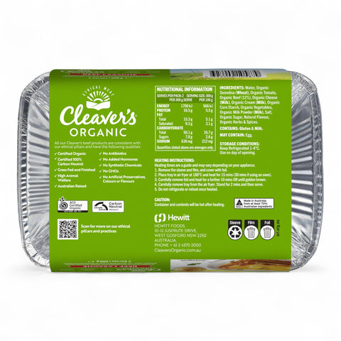 Cleaver's Organic Beef Lasagna 600g