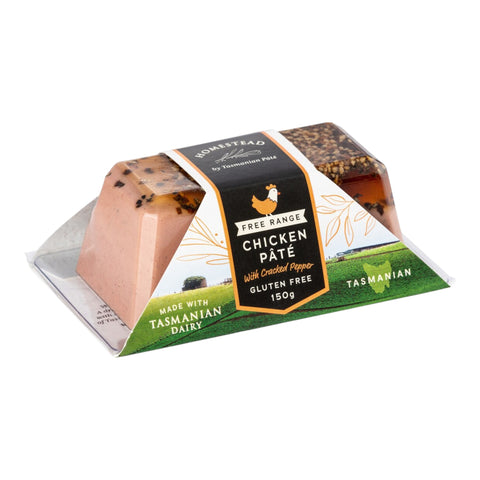 Homestead By Tasmanian Pate Chicken Pate With Cracked Pepper 150g
