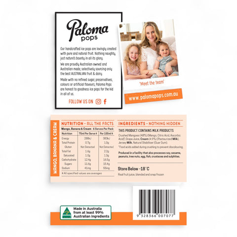 Paloma Pops Mangoes And Cream (6 Pieces) 450mL