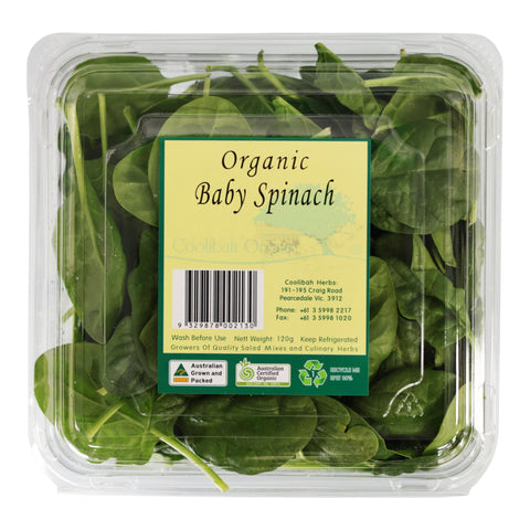 Coolibah Organic Baby Spinach 120g