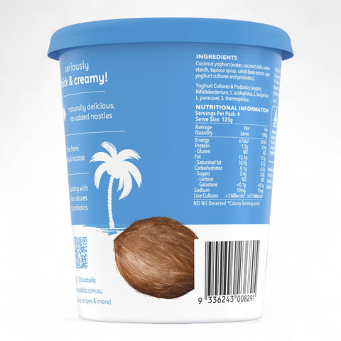 Cocobella Dairy Free Coconut Yoghurt Natural 500g