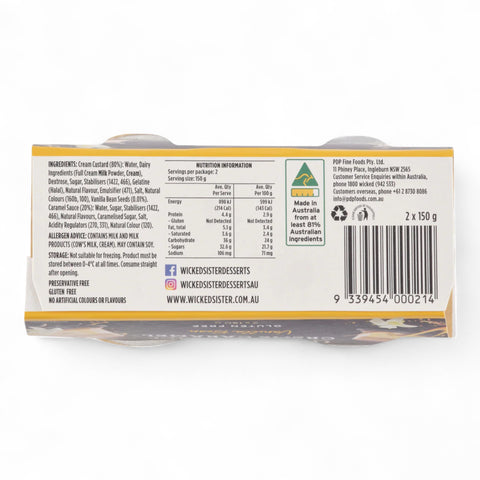 Wicked Sister Vanilla Bean Creme Caramel 2x150g