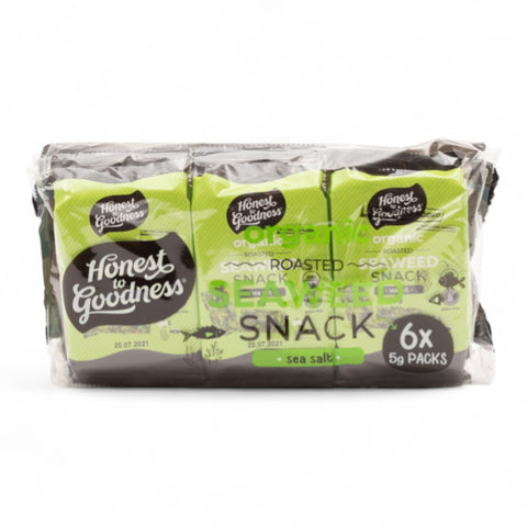 Honest to Goodness Organic Roasted Seaweed Snack Sea Salt (6 Pack) 5g