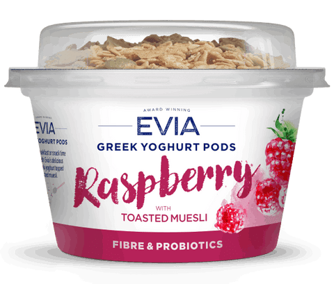 Evia Greek Yoghurt Pods Raspberry With Toasted Muesli 170g