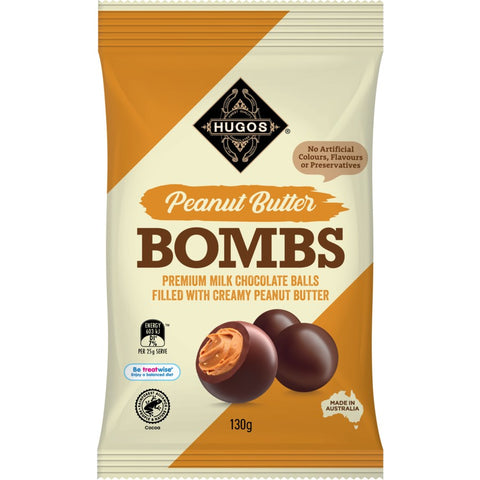 Hugos Milk Chocolate Peanut Butter Bombs 130g