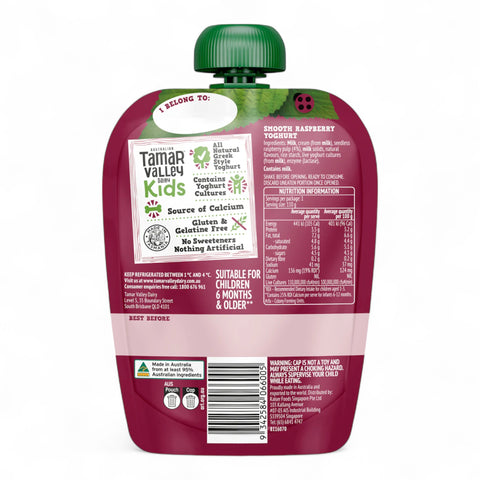Tamar Valley Dairy Kids Greek Yoghurt Pouch Raspberry 110g