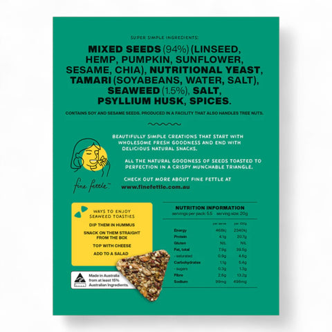Fine Fettle Toasties Seaweed Crispy Toasted Seed Crackers 110g