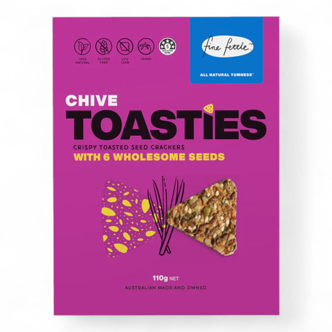 Fine Fettle Toasties Chive Crispy Toasted Seed Crackers 110g
