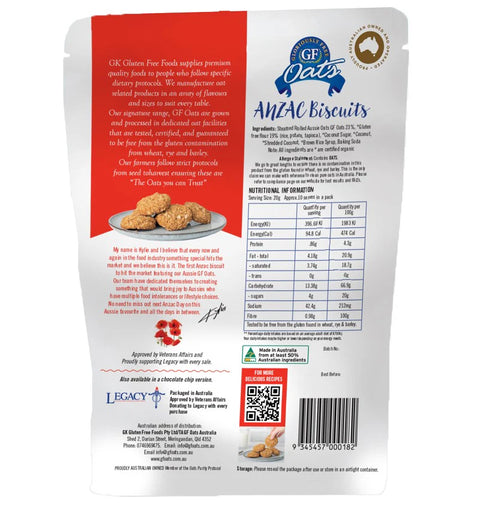 Gloriously Free Gfluten Free Oats Anzac Biscuits 200g