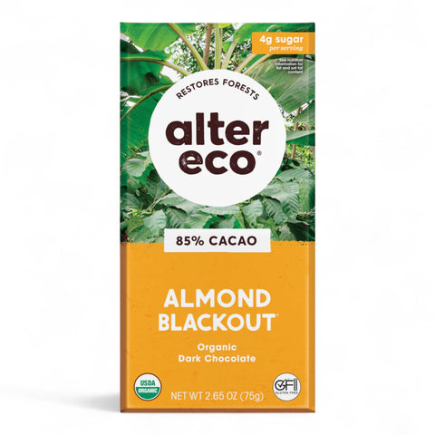 Alter Eco Chocolate Dark Almond Blackout 85% 75g
