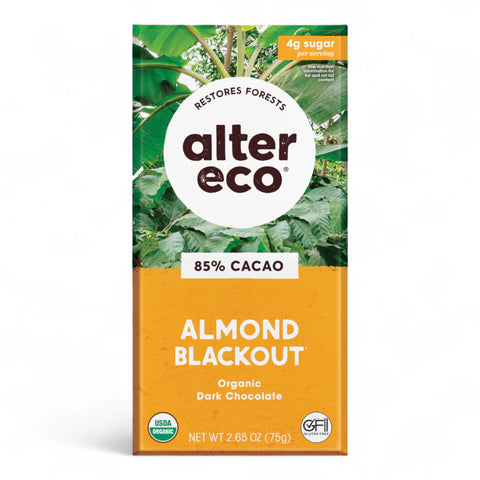 Alter Eco Chocolate Dark Almond Blackout 85% 75g