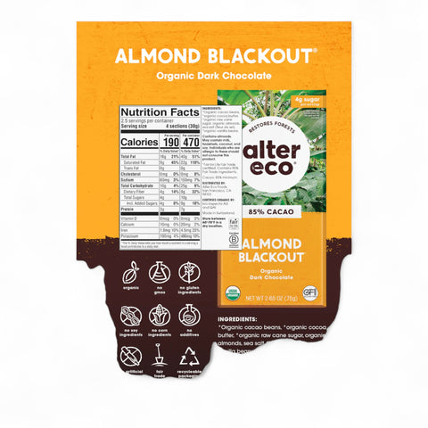 Alter Eco Chocolate Dark Almond Blackout 85% 75g