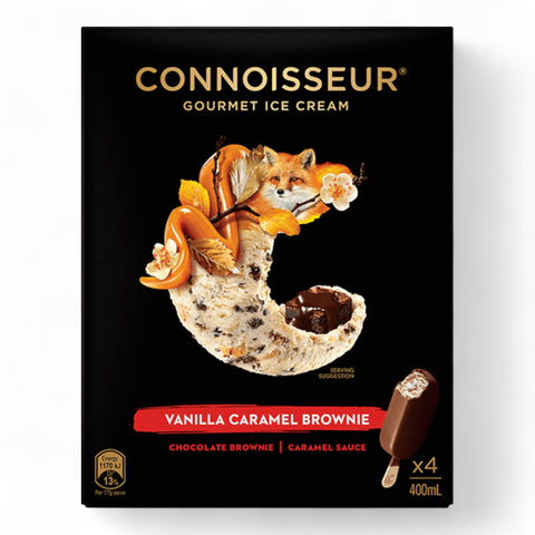 Connoisseur Vanilla Caramel Brownie Ice Cream (4 Pack) 400mL