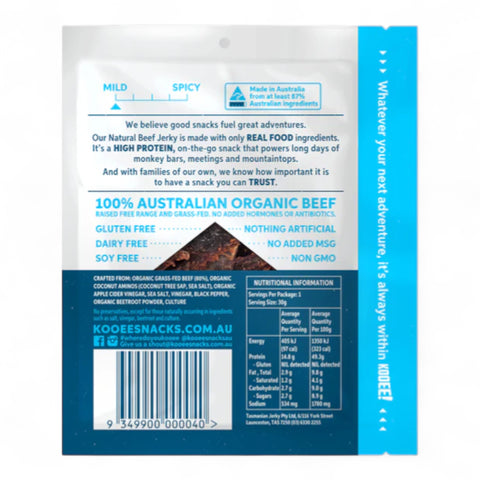 Kooee Organic Natural Beef Jerky Sea Salt 30g