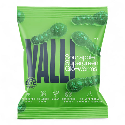 Valli Sour Apple Super Green Glo - Worms 50g