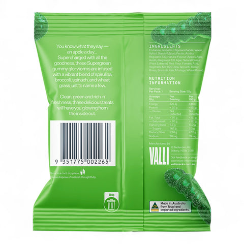 Valli Sour Apple Super Green Glo - Worms 50g