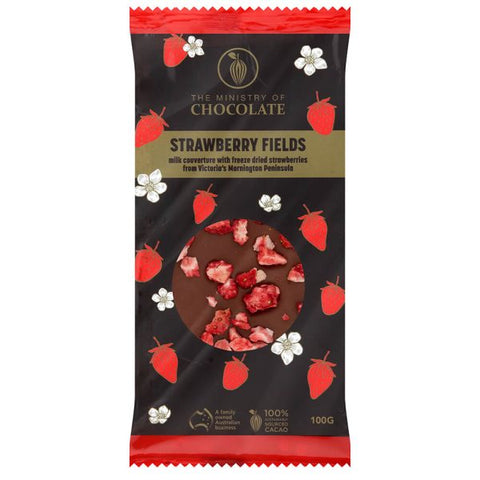 Ministry of Chocolate Milk Strawberry Fields Bar 100g