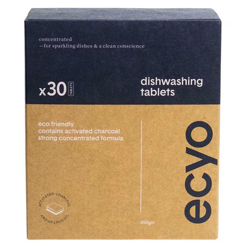 Ecyo Dishwasher Tablets with Activated Charcoal - 30 Pack