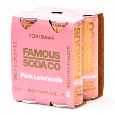 Famous Soda Pink Lemonade (250ml x 4 Pack)