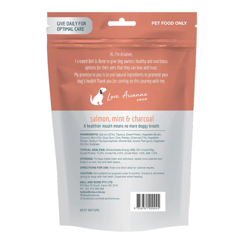 Bell & Bone Dental Sticks Salmon Mint & Charcoal 182g